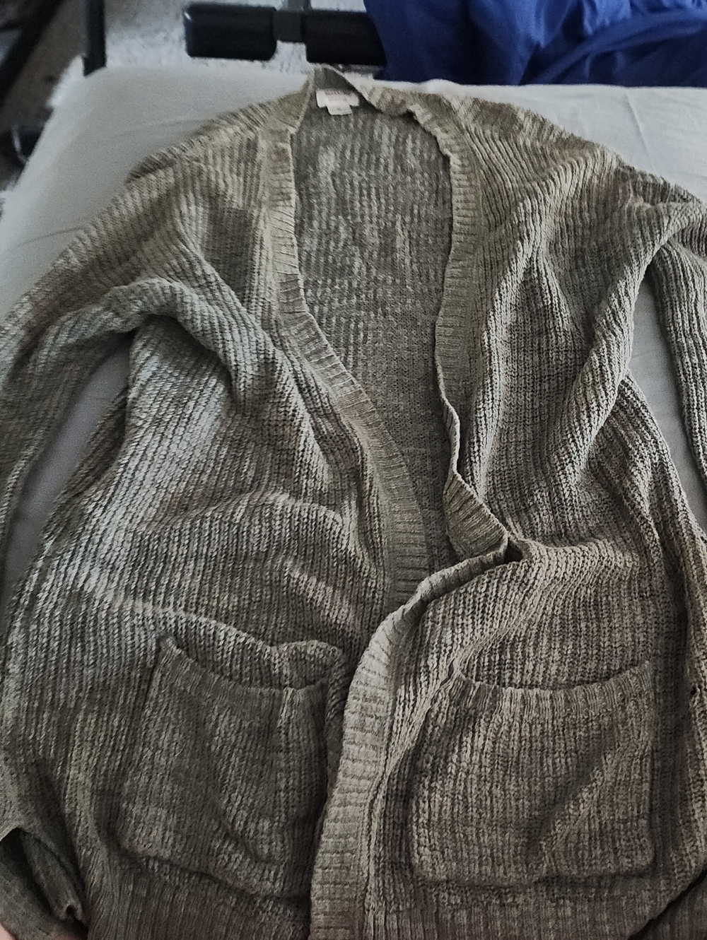 Mossimo Supply Co. Olive-Tone Ribbed Open Cardigan with Pockets